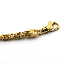 Load image into Gallery viewer, 18k yellow gold squared tubular 4.1mm byzantine chain necklace, 50cm 20&quot; hollow
