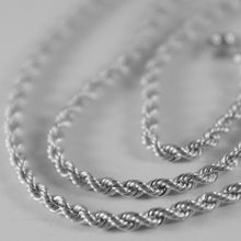 Load image into Gallery viewer, 18K WHITE GOLD CHAIN NECKLACE BRAID ROPE LINK 23.62 INCHES, 2.2mm MADE IN ITALY
