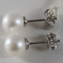 Load image into Gallery viewer, SOLID 18K WHITE GOLD EARRINGS WITH PEARL PEARLS 8 MM, MADE IN ITALY
