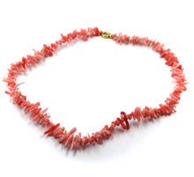 Load image into Gallery viewer, 18k yellow gold necklace 20&quot; with tube pink bamboo coral length 5-15mm
