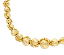 Load image into Gallery viewer, 18k yellow gold bracelet 7.5 diamond cut 3-8mm spheres with double balls frame
