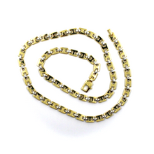 Load image into Gallery viewer, solid 18k yellow white gold chain square cubes ovals alternate flat 5.7mm, 20&quot;
