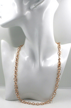 Load image into Gallery viewer, 18k rose pink gold chain 20&quot;, round circle rolo link diameter 8mm, Made in Italy
