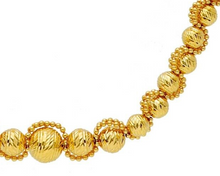 Load image into Gallery viewer, 18k yellow gold bracelet 7.5 diamond cut 3-8mm spheres with double balls frame
