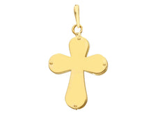 Load image into Gallery viewer, Solid 18k yellow gold flat cross luster and satin in the center made in Italy
