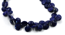 Cargar imagen en el visor de la galería, Pulsera de cuentas de oro amarillo de 18 quilates, 18 cm, 7,1&quot;, lapislázuli natural facetado, gotas de 7 mm.
