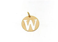 18K YELLOW GOLD LUSTER ROUND MEDAL WITH LETTER W DIAMETER 0.5 IN