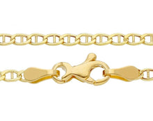 Load image into Gallery viewer, 18K YELLOW GOLD CHAIN FLAT BOAT MARINER OVAL NAUTICAL THIN LINK 2mm, 50 cm, 20&quot;
