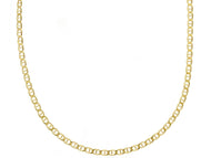 18K YELLOW GOLD CHAIN FLAT BOAT MARINER OVAL NAUTICAL THIN LINK 2mm, 45 cm, 18