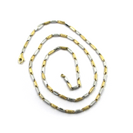 18k yellow white gold chain oval triangular 2.2x7mm rounded tubes links 50cm 20