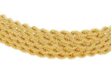 Load image into Gallery viewer, 18k yellow gold multi-strand 5 ropes wires braided necklace 9 mm wide, 18&quot; long
