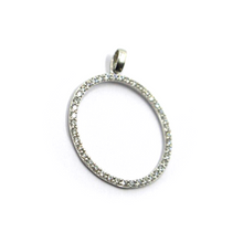 Load image into Gallery viewer, 18k white gold diameter 25mm circle hoop round pendant with white cubic zirconia
