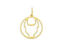 Load image into Gallery viewer, 18k yellow gold zodiac sign round small 15mm flat pendant, zodiacal, taurus
