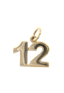 18K YELLOW GOLD NUMBER 12 TWELVE PENDANT CHARM, 0.7 INCHES, 17 MM, MADE IN ITALY