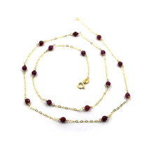 Load image into Gallery viewer, 18k yellow gold 18&quot; rolo oval necklace alternate with 3mm faceted red ruby
