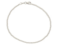 18K WHITE GOLD BRACELET, 20 CM, FINELY WORKED SPHERES, 2 MM DIAMOND CUT BALLS