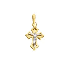 Load image into Gallery viewer, Solid 18k yellow and white gold cross luster with Jesus made in Italy
