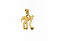 Load image into Gallery viewer, 18K YELLOW GOLD LUSTER PENDANT WITH INITIAL N LETTER N MADE IN ITALY 0.71 INCHES
