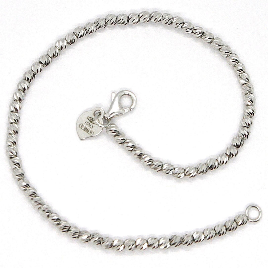 18K WHITE GOLD BRACELET, 19 CM, FINELY WORKED SPHERES, 2.5 MM DIAMOND CUT BALLS