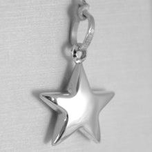 Load image into Gallery viewer, 18K WHITE GOLD ROUNDED STAR PENDANT CHARM 20 MM WORKED &amp; SMOOTH, MADE IN ITALY
