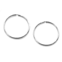 Load image into Gallery viewer, 18K WHITE GOLD ROUND CIRCLE HOOP EARRINGS DIAMETER 15 MM x 1 MM, MADE IN ITALY
