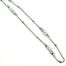 Load image into Gallery viewer, 18K WHITE GOLD ANKLET 9.8&quot; 25cm WITH FACETED AQUAMARINE DIAMETER 3mm
