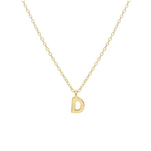 Load image into Gallery viewer, 18k yellow gold rolo thin 16&quot; necklace with small 5mm letter initial D

