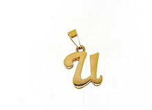 Load image into Gallery viewer, 18K YELLOW GOLD LUSTER PENDANT WITH INITIAL U LETTER U MADE IN ITALY 0.71 INCHES
