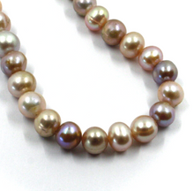 Load image into Gallery viewer, 18k yellow gold 24&quot; necklace 7/7.5mm baroque freshwater round/oval purple pearls
