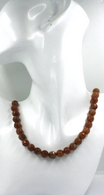 Load image into Gallery viewer, 18k yellow gold necklace 16&quot; with 10mm brown agate faceted beads spheres balls
