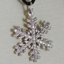 Load image into Gallery viewer, 18K WHITE GOLD SNOWFLAKE PENDANT 25 MM, 0.98 INCHES, ZIRCONIA
