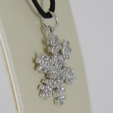 Load image into Gallery viewer, 18K WHITE GOLD SNOWFLAKE PENDANT 25 MM, 0.98 INCHES, ZIRCONIA
