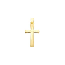 Load image into Gallery viewer, Solid 18k yellow gold flat cross luster and satin made in Italy
