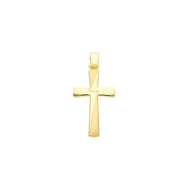 Cruz plana en oro amarillo de 18k brillo y satén hecha en Italia