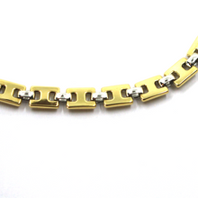 Load image into Gallery viewer, solid 18k yellow white gold bracelet square cubes ovals alternate flat 5.7mm
