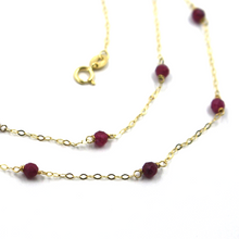 Load image into Gallery viewer, 18k yellow gold 18&quot; rolo oval necklace alternate with 3mm faceted red ruby
