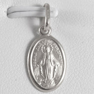 MEDALLA MILAGROSA DE ORO BLANCO MACIZO DE 18 QUILATES VIRGEN MARÍA MADONNA 9x12mm HECHA EN ITALIA 