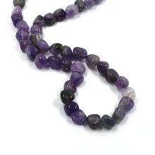 Load image into Gallery viewer, 18k yellow gold necklace 15&quot; with 8mm natural purple amethyst nuggets
