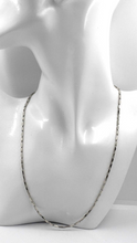 Load image into Gallery viewer, 18k white gold chain oval triangular 2.2x7mm rounded tubes links, 60cm 24&quot;
