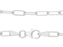 Load image into Gallery viewer, solid 18k white gold chain rounded tube oval paper clip 2.5x7mm link 20&quot; 50cm
