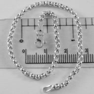 PULSERA DE ORO BLANCO DE 18 QUILATES CON ESLABÓN ROLO DE CÍRCULO REDONDO, 2,5 mm (0,1