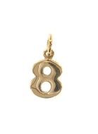 18K YELLOW GOLD NUMBER 8 EIGHT PENDANT CHARM, 0.7 INCHES, 17 MM, MADE IN ITALY