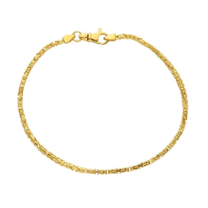 18k yellow gold squared tubular 1.9mm byzantine bracelet, 19cm 7.5