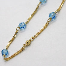 Load image into Gallery viewer, 18K YELLOW GOLD NECKLACE EAR SQUARE ALTERNATE WITH FACETED BLUE BALLS 4 MM
