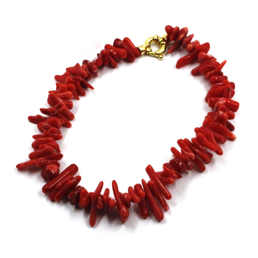 Pulsera de cuentas de oro amarillo de 18 quilates (18 cm) con coral bambú rojo de 5-15 mm.