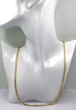 Load image into Gallery viewer, 18k yellow gold squared tubular 2.4mm byzantine chain necklace, 50cm 20&quot; solid
