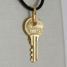 Load image into Gallery viewer, 18K YELLOW GOLD FLAT KEY SMOOTH PENDANT CHARM, LUCKY, SECRET, LOVE MADE IN ITALY
