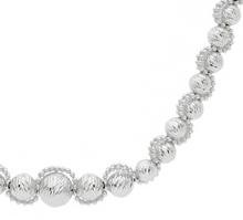 Load image into Gallery viewer, 18k white gold bracelet 7.5&quot; diamond cut 3-8mm spheres with double balls frame
