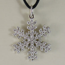 Load image into Gallery viewer, 18K WHITE GOLD SNOWFLAKE PENDANT 25 MM, 0.98 INCHES, ZIRCONIA
