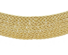 Load image into Gallery viewer, 18k yellow gold multi-strand 6 spiga wheat wires braided bracelet 13mm wide 7.5&quot;
